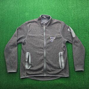 St Louis Blues Sweatshirt Mens Large Gray Full Zip NHL Hockey Sports FLAW Pocket